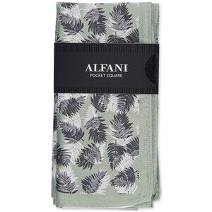 Alfani Men's Baxley Leaves Pocket Square Mint OS B4HP